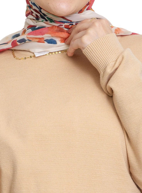 Latte Round Knit Pullover - Khotwh